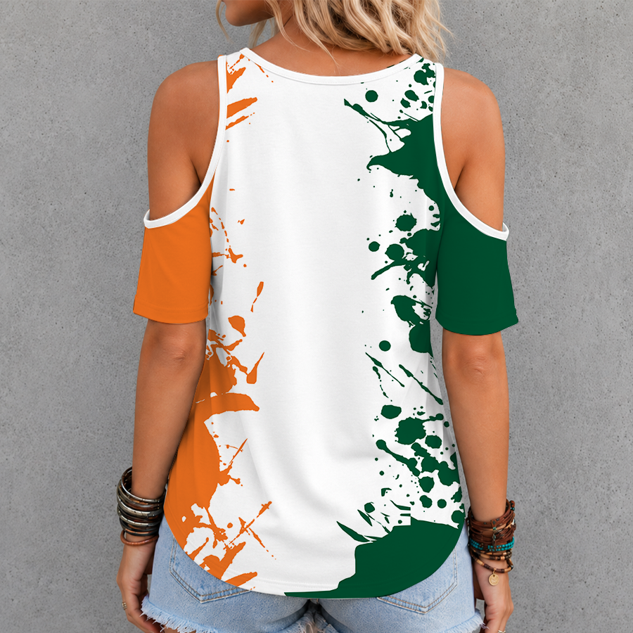 [TOUCHDOWN DEAL]NEW CUSTOMIZED NCAA FBS17 MIH MIAMI HURRICANES CRISS CROSS V-NECK TOP