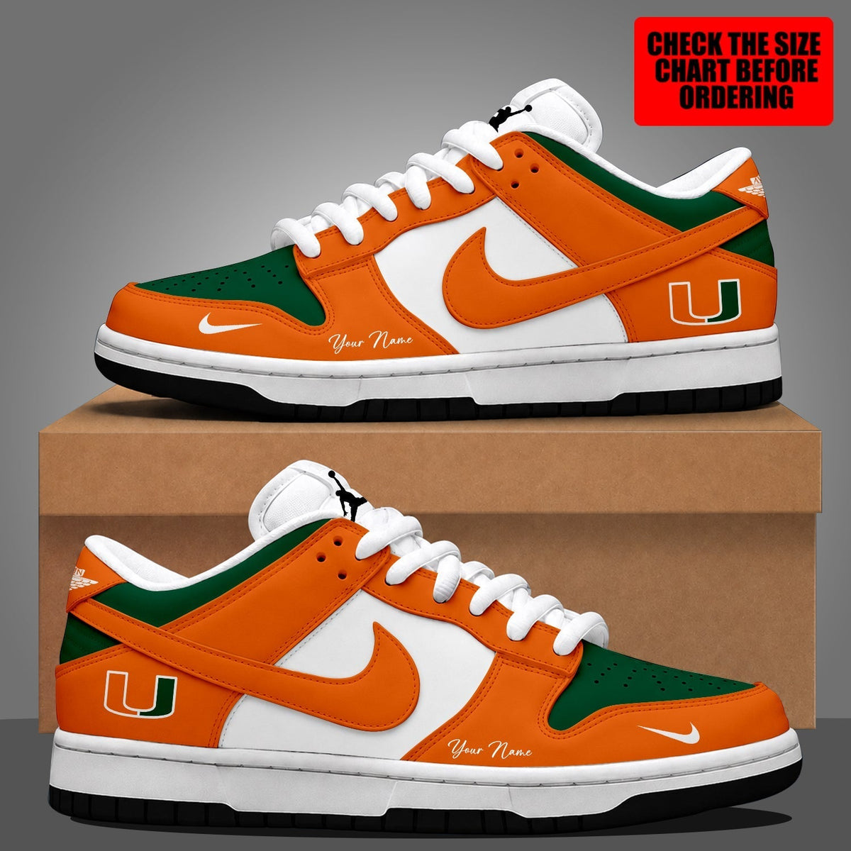 [TOUCHDOWN DEAL]NEW CUSTOMIZED NCAA FBS17 MIH MIAMI HURRICANES DUNK LOW SHOES