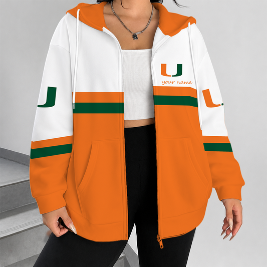 [TOUCHDOWN DEAL] NEW CUSTOMIZED NCAA FBS17 MIH MIAMI HURRICANES ZIP HOODIE