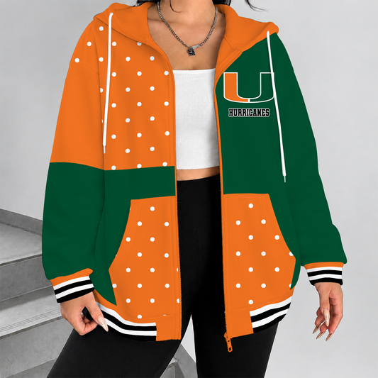 [TOUCHDOWN DEAL] NEW CUSTOMIZED NCAA FBS17 MIH MIAMI HURRICANES ZIP HOODIE