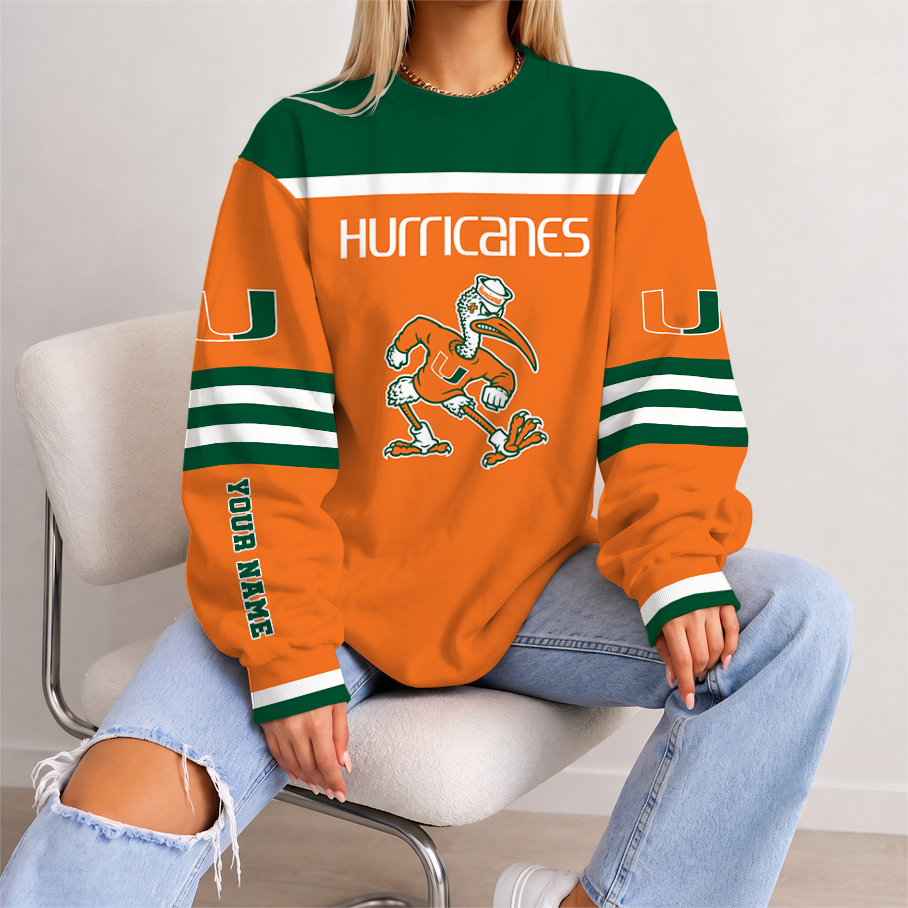 [TOUCHDOWN DEAL] NEW CUSTOMIZED NCAA FBS17 MIH MIAMI HURRICANES UNISEX SWEATSHIRT