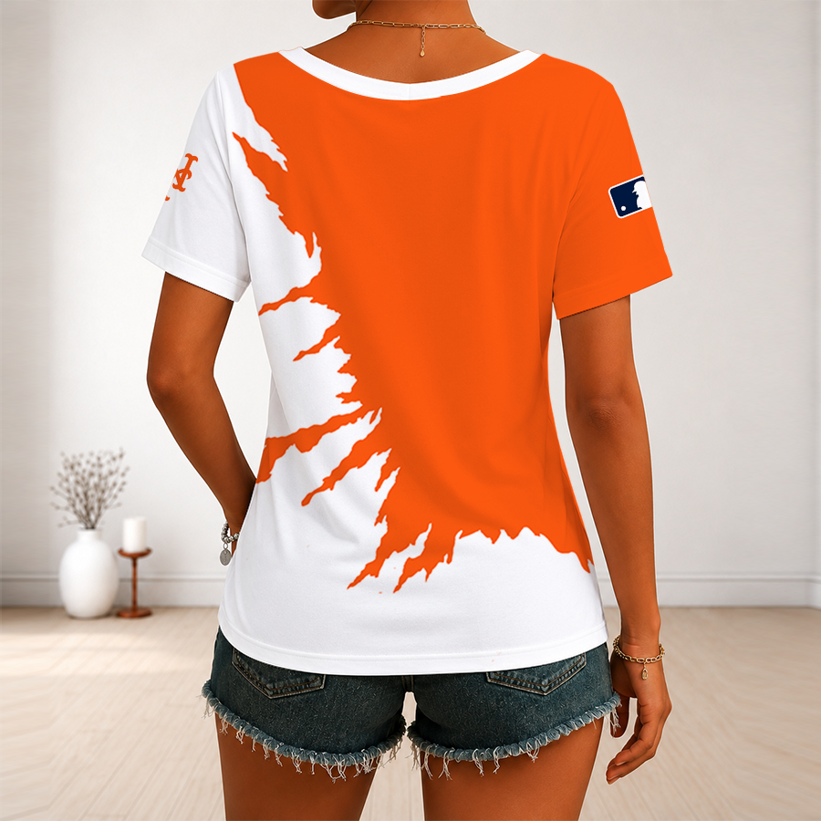 [HOMERUN DEAL] NEW CUSTOMIZED MLB17 NYM NEW YORK METS V-NECK FEMALE SHIRT