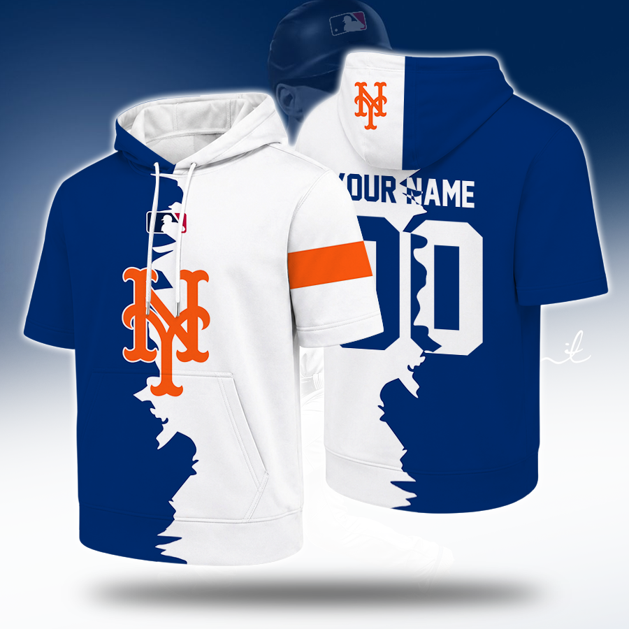 [HOMERUN DEAL] NEW CUSTOMIZED MLB17 NYM NEW YORK METS SHORT SLEEVE HOODIE