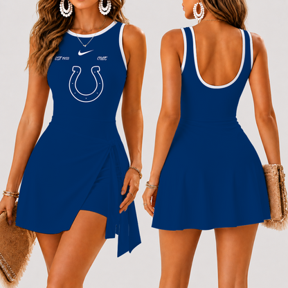 [TOUCHDOWN DEAL] NEW CUSTOMIZED NFL17 IDC INDIANAPOLIS COLTS WOMEN'S SUMMER SKORT DRESS
