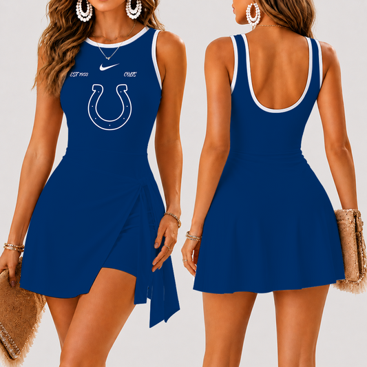 [TOUCHDOWN DEAL] NEW CUSTOMIZED NFL17 IDC INDIANAPOLIS COLTS WOMEN'S SUMMER SKORT DRESS