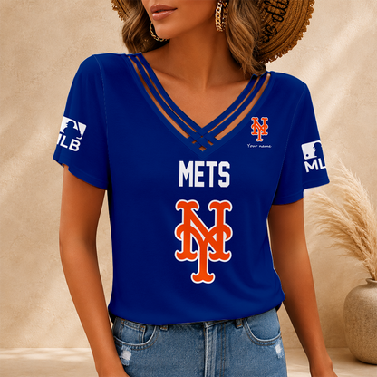 [HOMERUN DEAL] NEW CUSTOMIZED MLB17 NYM NEW YORK METS V-NECK SHIRT