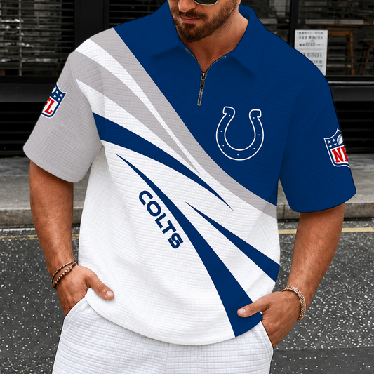 [TOUCHDOWN DEAL] NEW CUSTOMIZED NFL17 IDC INDIANAPOLIS COLTS QUARTER-ZIP POLO SHIRT