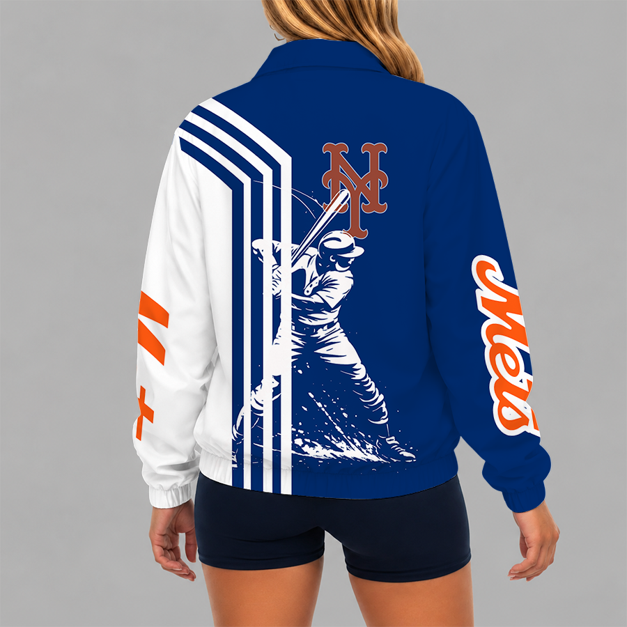 [HOMERUN DEAL] NEW CUSTOMIZED MLB17 NYM NEW YORK METS V-NECK ZIPPER SWEATSHIRT JACKET