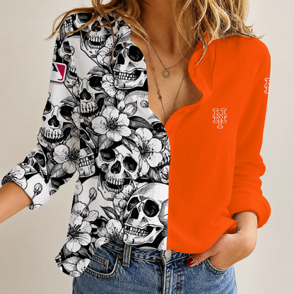 [HOMERUN DEAL] NEW CUSTOMIZED MLB17 NYM NEW YORK METS WOMEN'S CASUAL SHIRT