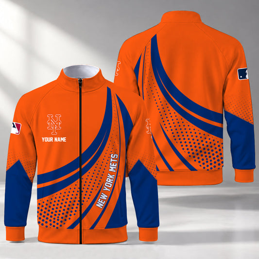 [HOMERUN DEAL] NEW CUSTOMIZED MLB17 NYM NEW YORK METS STAND COLLAR JACKET