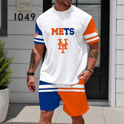 [HOMERUN DEAL] NEW CUSTOMIZED MLB17 NYM NEW YORK METS UNISEX T-SHIRT & SHORTS SET