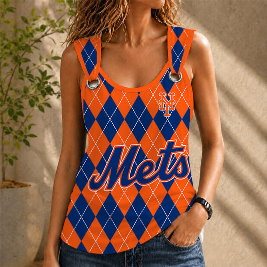 [HOMERUN DEAL] NEW CUSTOMIZED MLB17 NYM NEW YORK METS O-RING SHOULDER TANK TOP