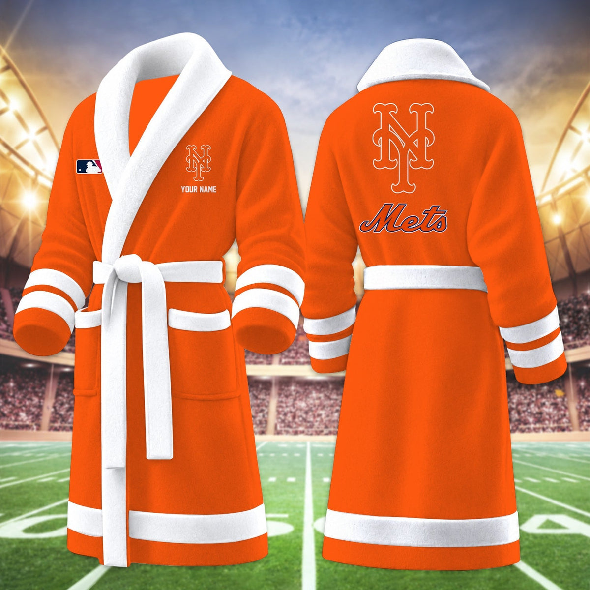 [HOMERUN DEAL] NEW CUSTOMIZED MLB17 NYM NEW YORK METS MULTICOLOR FLEECE BATHROBE