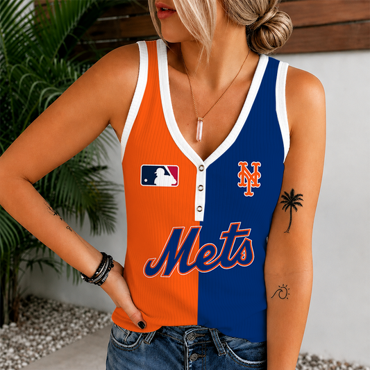 [HOMERUN DEAL] NEW CUSTOMIZED MLB17 NYM NEW YORK METS WOMEN'S V-NECK TANK TOP
