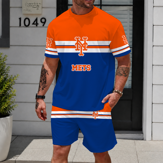 [HOMERUN DEAL] NEW CUSTOMIZED MLB17 NYM NEW YORK METS UNISEX T-SHIRT & SHORTS SET