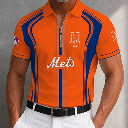 [HOMERUN DEAL] NEW CUSTOMIZED MLB17 NYM NEW YORK METS ZIP POLO SHIRT