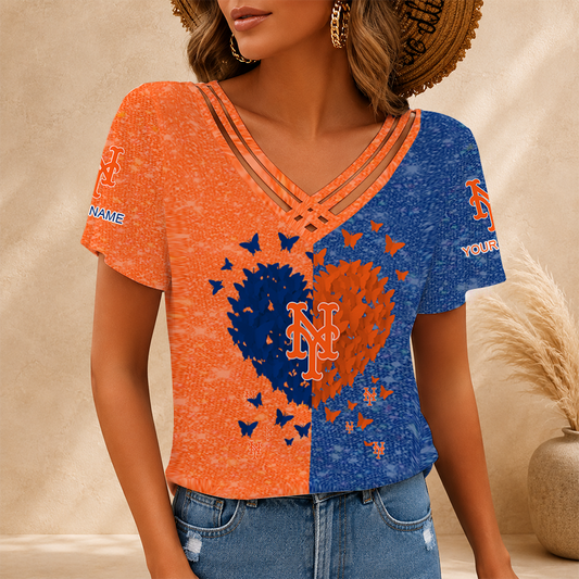 [HOMERUN DEAL] NEW CUSTOMIZED MLB17 NYM NEW YORK METS V-NECK SHIRT