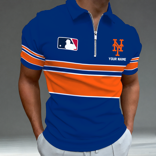 [HOMERUN DEAL] NEW CUSTOMIZED MLB17 NYM NEW YORK METS ZIP POLO SHIRT