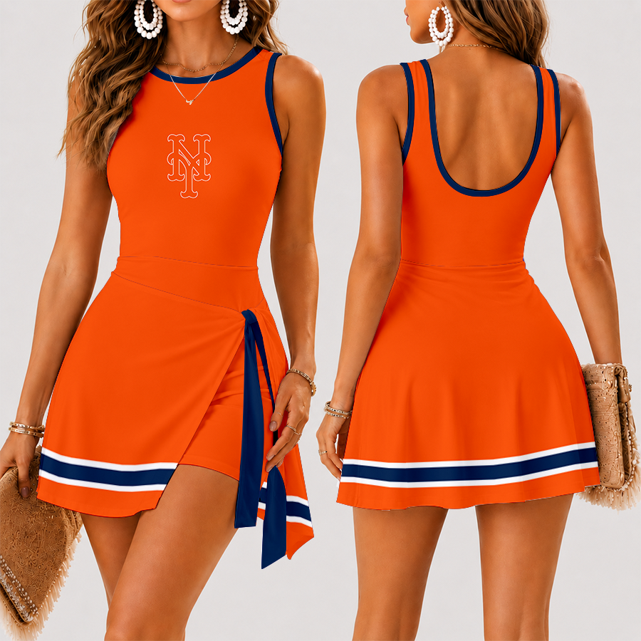 [HOMERUN DEAL] NEW CUSTOMIZED MLB17 NYM NEW YORK METS WOMEN'S SUMMER SKORT DRESS