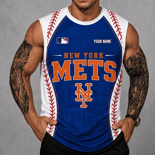 [HOMERUN DEAL] NEW CUSTOMIZED MLB17 NYM NEW YORK METS TANK TOP & GYM SHIRT