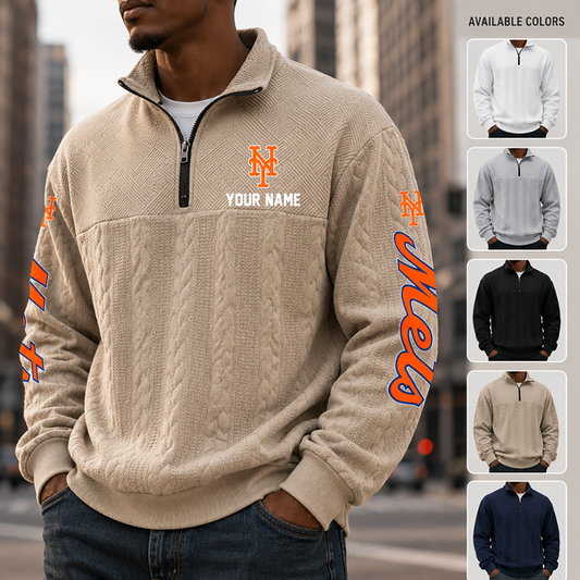 [HOMERUN DEAL] NEW CUSTOMIZED MLB17 NYM NEW YORK METS MULTICOLOR QUARTER-ZIP SWEATSHIRT