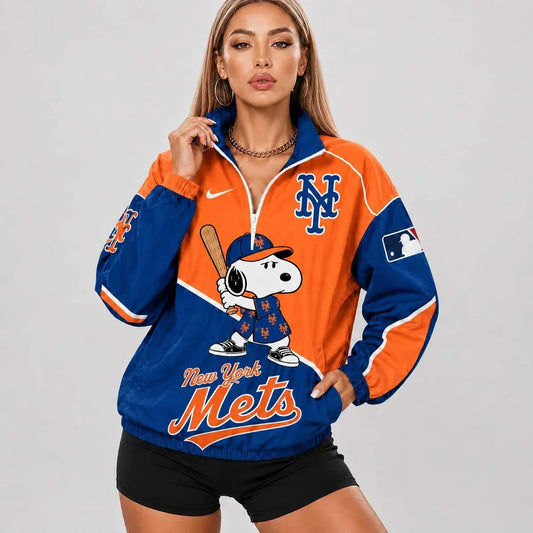 [HOMERUN DEAL] NEW CUSTOMIZED MLB17 NYM NEW YORK METS V-NECK ZIPPER SWEATSHIRT JACKET