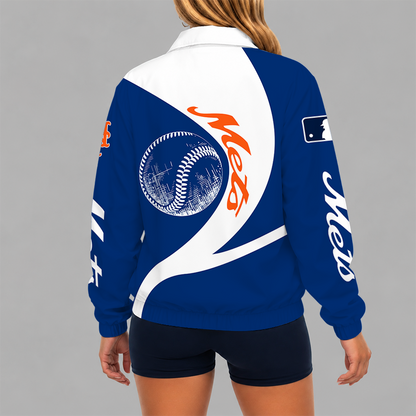 [HOMERUN DEAL] NEW CUSTOMIZED MLB17 NYM NEW YORK METS V-NECK ZIPPER SWEATSHIRT JACKET