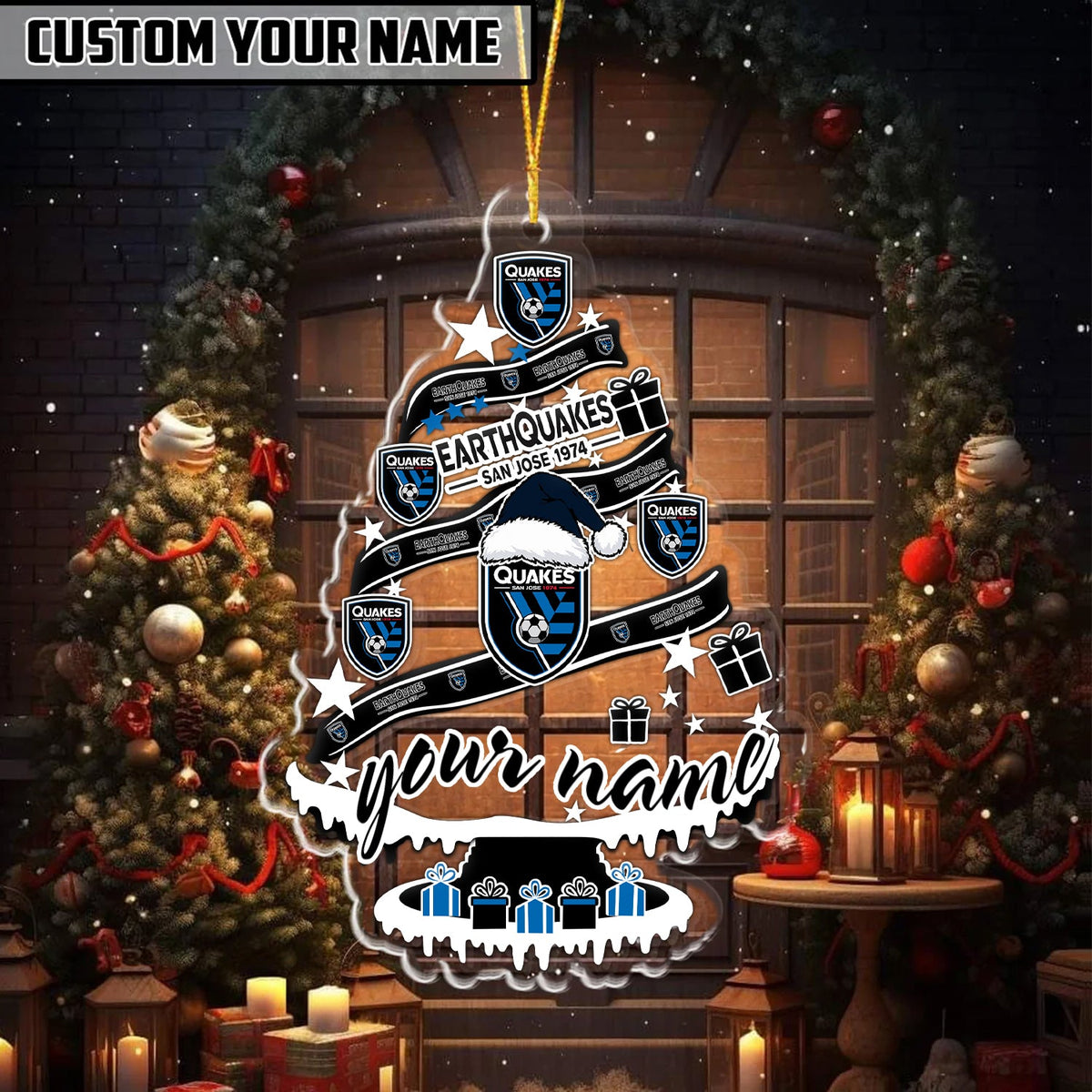 [GOAL DEAL] NEW CUSTOMIZED MLS17 SJE SAN JOSE EARTHQUAKES CHRISTMAS ACRYLIC ORNAMENT