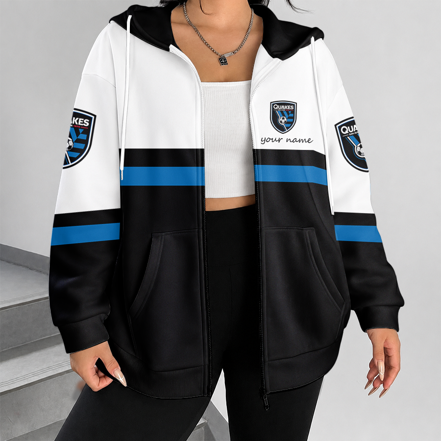 [GOAL DEAL] NEW CUSTOMIZED MLS17 SJE SAN JOSE EARTHQUAKES ZIP HOODIE