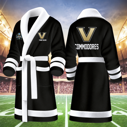 [HOMERUN DEAL] NEW CUSTOMIZED NCAA CWS17 VDC VANDERBILT COMMODORES MULTICOLOR FLEECE BATHROBE