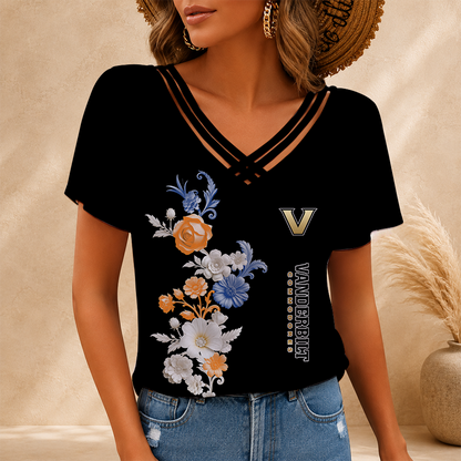 [HOMERUN DEAL] NEW CUSTOMIZED NCAA CWS17 VDC VANDERBILT COMMODORES V-NECK SHIRT