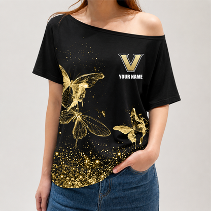 [HOMERUN DEAL] NEW CUSTOMIZED NCAA CWS17 VDC VANDERBILT COMMODORES OFF-SHOULDER SHIRT