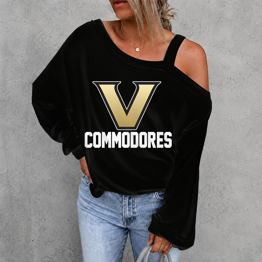 [HOMERUN DEAL] NEW CUSTOMIZED NCAA CWS17 VDC VANDERBILT COMMODORES WOMEN'S OFF-SHOULDER LONG SLEEVE SHIRT