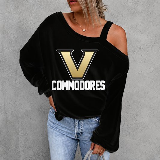 [HOMERUN DEAL] NEW CUSTOMIZED NCAA CWS17 VDC VANDERBILT COMMODORES WOMEN'S OFF-SHOULDER LONG SLEEVE SHIRT