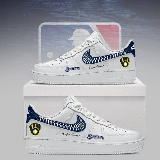[HOMERUN DEAL] NEW CUSTOMIZED MLB15 MBS MILWAUKEE BREWERS AF1 SNEAKERS