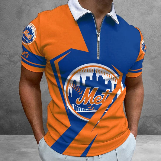 [HOMERUN DEAL] NEW CUSTOMIZED MLB17 NYM NEW YORK METS ZIP POLO SHIRT