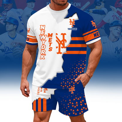 [HOMERUN DEAL] NEW CUSTOMIZED MLB17 NYM NEW YORK METS UNISEX T-SHIRT & SHORTS SET