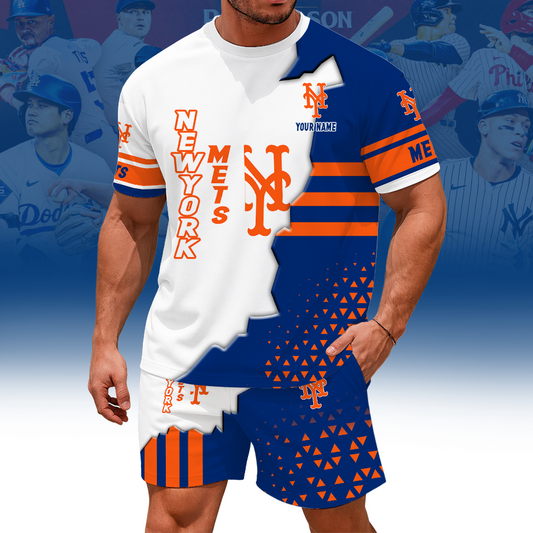 [HOMERUN DEAL] NEW CUSTOMIZED MLB17 NYM NEW YORK METS UNISEX T-SHIRT & SHORTS SET