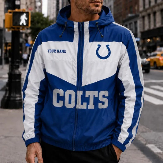 [TOUCHDOWN DEAL] NEW CUSTOMIZED NFL17 IDC INDIANAPOLIS COLTS WINDBREAKER JACKET