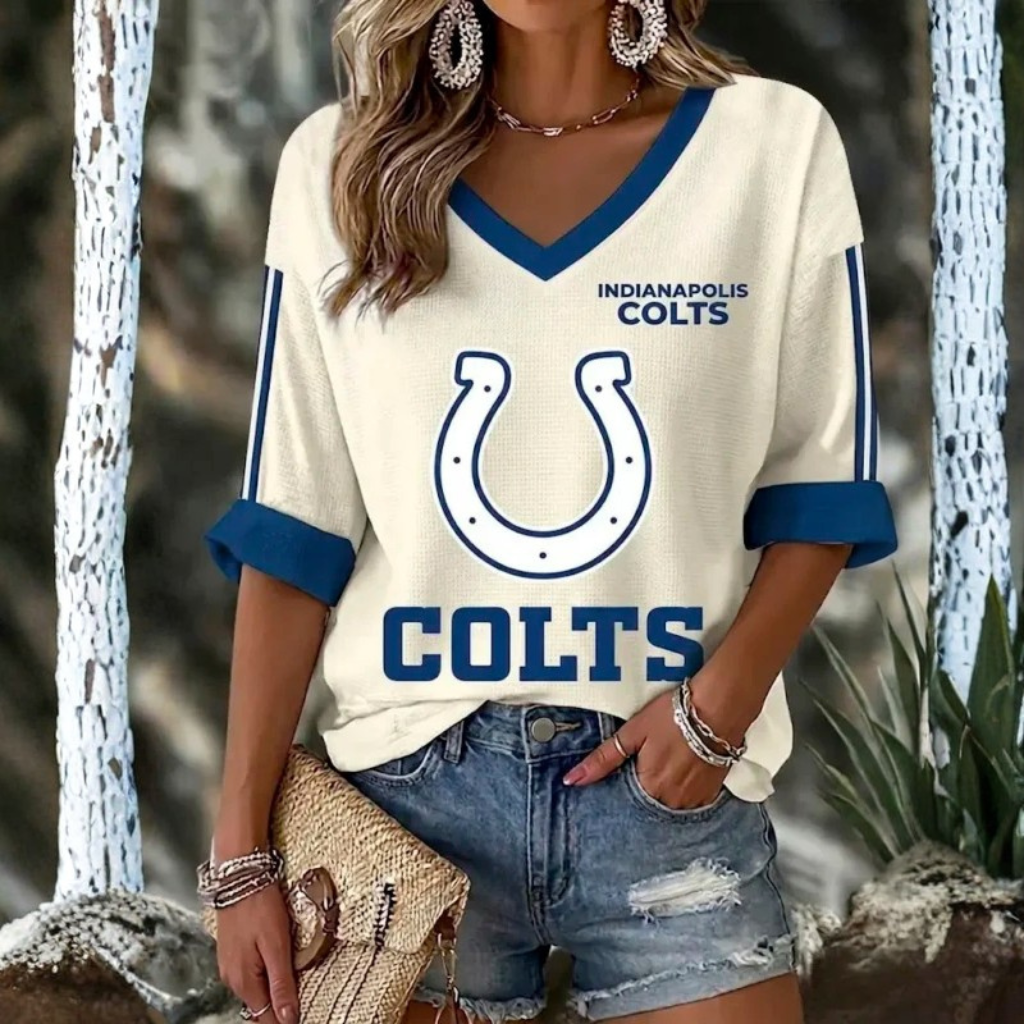 [TOUCHDOWN DEAL] NEW CUSTOMIZED NFL17 IDC INDIANAPOLIS COLTS WOMEN'S HEART V-NECK LONG SLEEVE SHIRT
