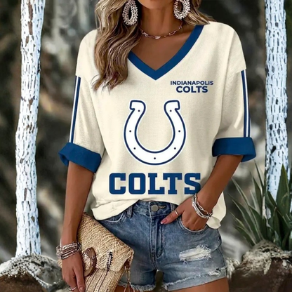 [TOUCHDOWN DEAL] NEW CUSTOMIZED NFL17 IDC INDIANAPOLIS COLTS WOMEN'S HEART V-NECK LONG SLEEVE SHIRT
