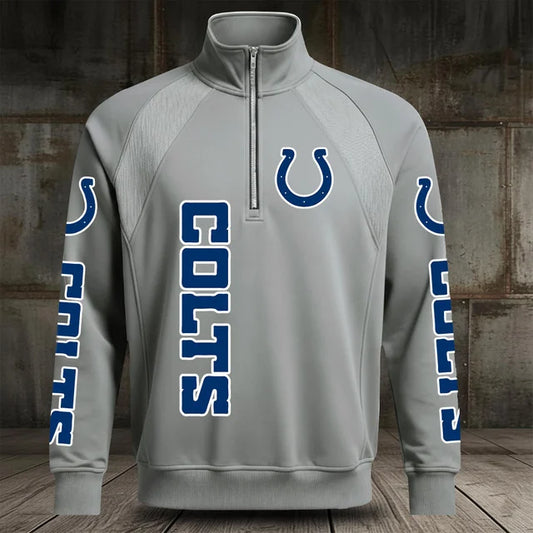 [TOUCHDOWN DEAL] NEW CUSTOMIZED NFL17 IDC INDIANAPOLIS COLTS MEN'S MULTICOLOR QUARTER-ZIP PULLOVER