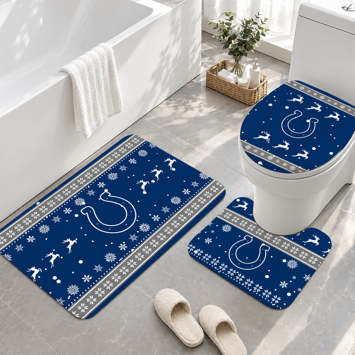 [TOUCHDOWN DEAL] NEW CUSTOMIZED NFL17 IDC INDIANAPOLIS COLTS 3-PIECE BATHROOM RUG SET