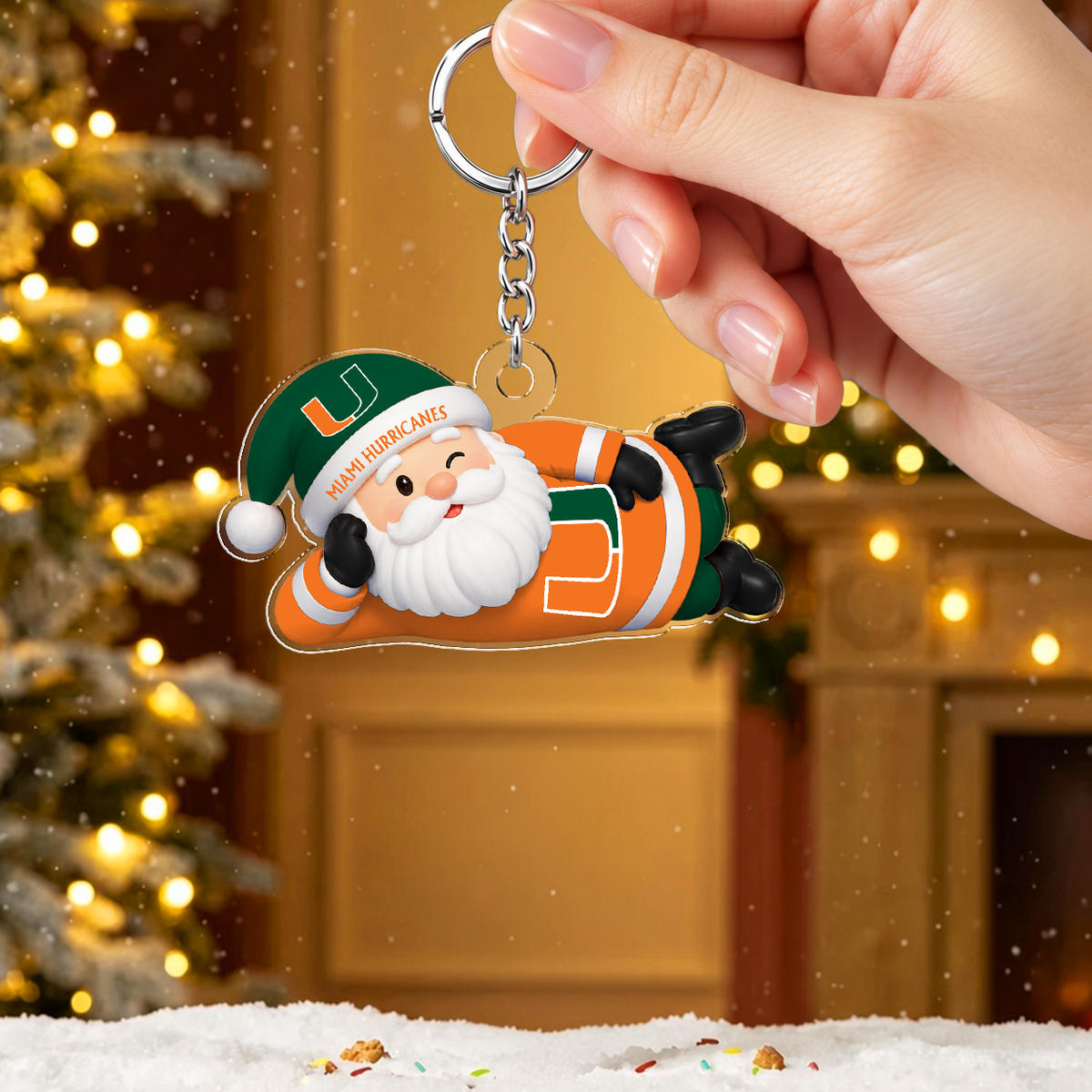 [TOUCHDOWN DEAL] NEW CUSTOMIZED NCAA FBS17 MIH MIAMI HURRICANES ACRYLIC KEYCHAIN