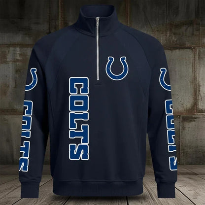 [SPECIAL OFFER] NEW CUSTOMIZED NFL17 IDC INDIANAPOLIS COLTS MEN'S MULTICOLOR QUARTER-ZIP PULLOVER