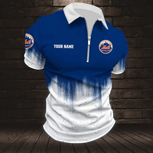 [HOMERUN DEAL] NEW CUSTOMIZED MLB17 NYM NEW YORK METS ZIP POLO SHIRT