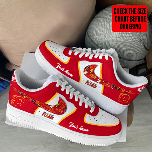 [PUCK DROP DEAL] NEW CUSTOMIZED NHL17 CGF CALGARY FLAMES AF1 SHOES