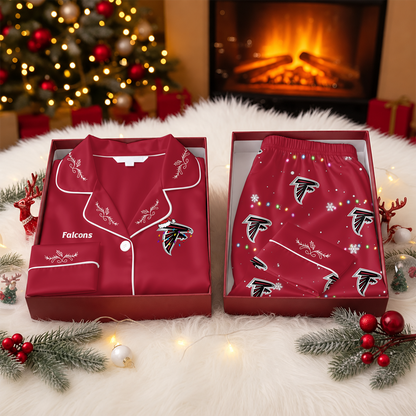 [TOUCHDOWN DEAL] NEW CUSTOMIZED NFL18 ATF ATLANTA FALCONS LONG-SLEEVE PAJAMA SET