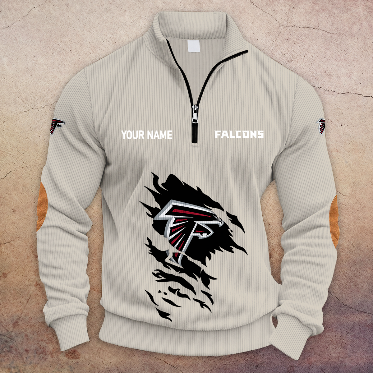 [TOUCHDOWN DEAL] NEW CUSTOMIZED NFL18 ATF ATLANTA FALCONS MULTICOLOR STRIPED QUATER ZIP SWEATSHIRT