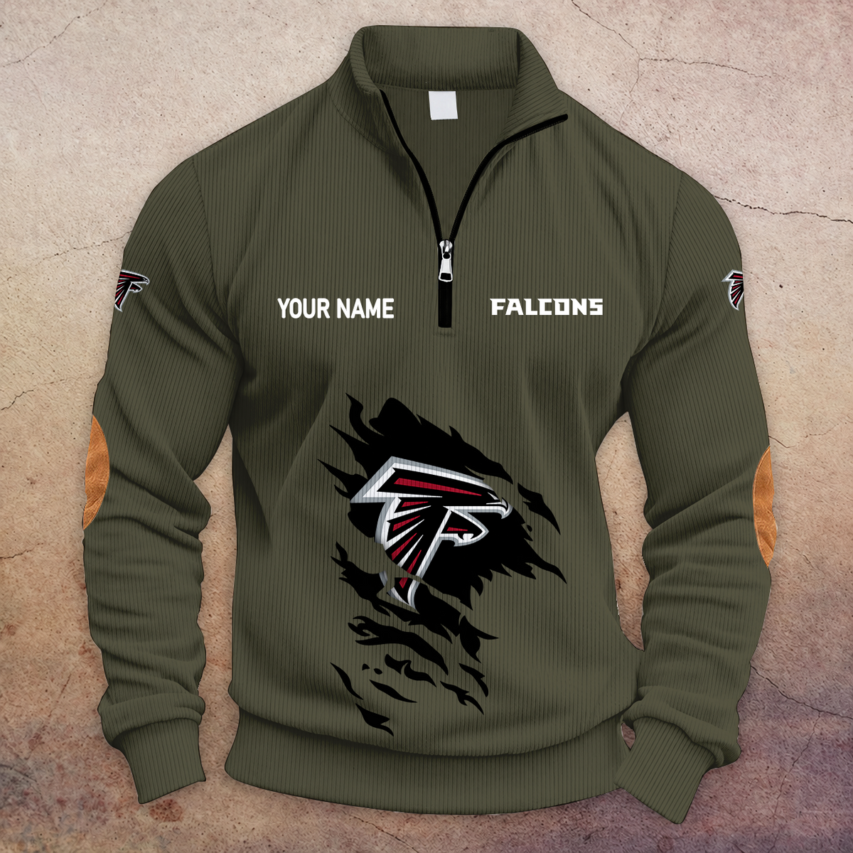 [TOUCHDOWN DEAL] NEW CUSTOMIZED NFL18 ATF ATLANTA FALCONS MULTICOLOR STRIPED QUATER ZIP SWEATSHIRT